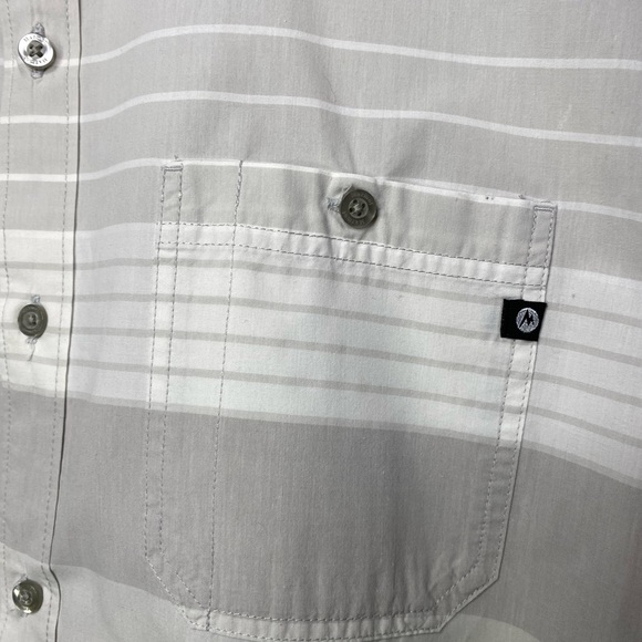 Marmot short sleeve button down XL men grey white stripes - Picture 2 of 11